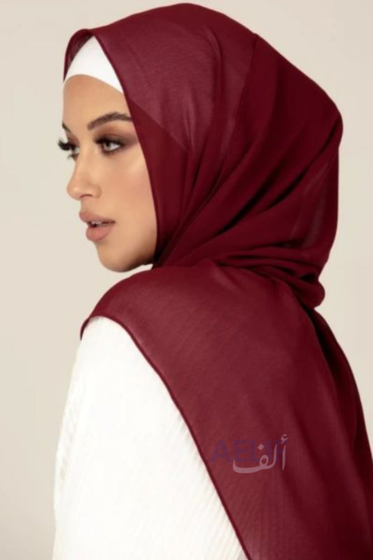 Chiffon Georgette Hijab - Deep Maroon